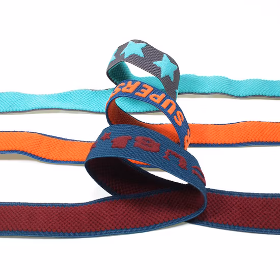 Fita elástica jacquard de tecido de poliéster com logotipo de impressão RPET reciclado personalizado para roupas esportivas de alta qualidade