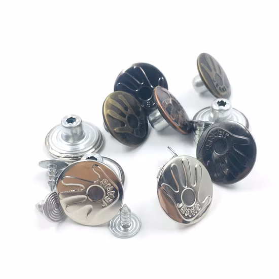 Jeans com botão de metal para vestuário com gravação personalizada